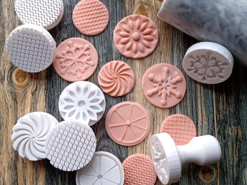 Kit por 13 Sets de Sellos Mango Intercambiable Cermica Arcilla Cookies 3D Print Model