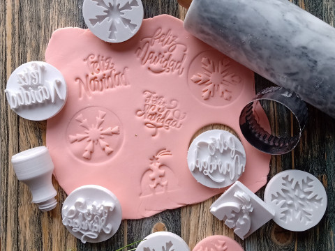 Kit por 13 Sets de Sellos Mango Intercambiable Cermica Arcilla Cookies 3D Print Model