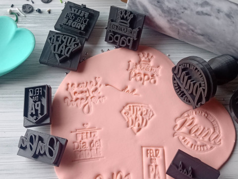 Kit por 13 Sets de Sellos Mango Intercambiable Cermica Arcilla Cookies 3D Print Model