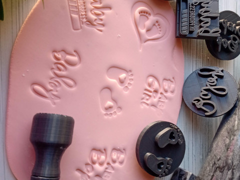 Kit por 13 Sets de Sellos Mango Intercambiable Cermica Arcilla Cookies 3D Print Model
