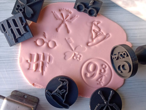 Kit por 13 Sets de Sellos Mango Intercambiable Cermica Arcilla Cookies 3D Print Model