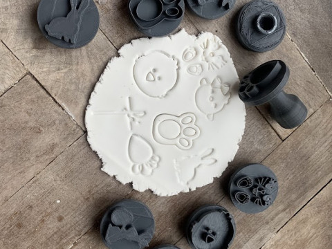 Kit por 13 Sets de Sellos Mango Intercambiable Cermica Arcilla Cookies 3D Print Model