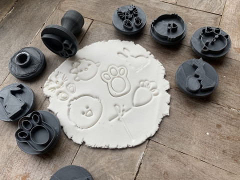 Kit por 13 Sets de Sellos Mango Intercambiable Cermica Arcilla Cookies 3D Print Model