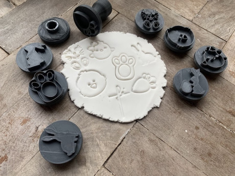 Kit por 13 Sets de Sellos Mango Intercambiable Cermica Arcilla Cookies 3D Print Model