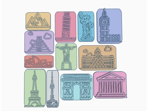 Kit x 24 sets de Sellos Stamp Arte Cermica Arcilla Alfarera Manualidades 3D 프린트 모델