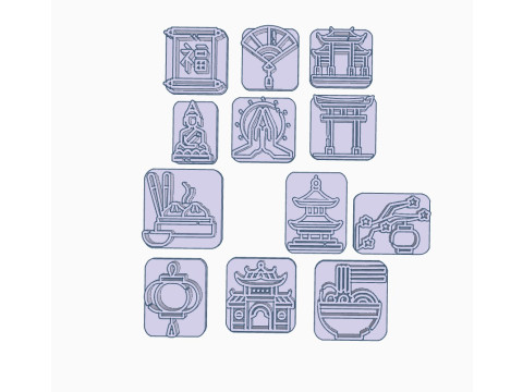 Kit x 24 sets de Sellos Stamp Arte Cermica Arcilla Alfarera Manualidades 3D 프린트 모델