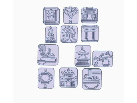 Kit x 24 sets de Sellos Stamp Arte Cermica Arcilla Alfarera Manualidades 3D Print Model