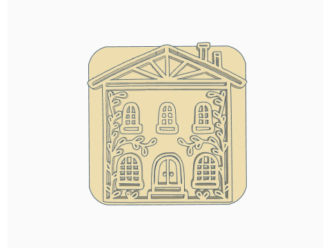SET x 4 Sellos Stamp Home Casa Casita Arte Cermica Arcilla Alfarera Manualidades 3D Print Model