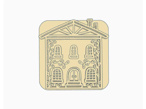 SET x 4 Sellos Stamp Home Casa Casita Arte Cermica Arcilla Alfarera Manualidades 3D Print Model