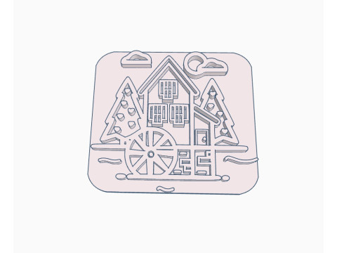 SET x 4 Sellos Stamp Home Casa Casita Arte Cermica Arcilla Alfarera Manualidades 3D Print Model