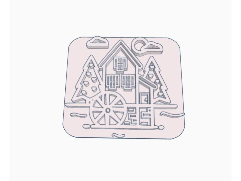 SET x 4 Sellos Stamp Home Casa Casita Arte Cermica Arcilla Alfarera Manualidades 3D Print Model