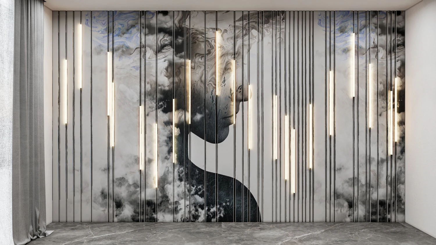 Wall decorative panel light Dynamic model Pre-Inst lighting 3D Model .c4d .max .obj .3ds .fbx .stl .blend