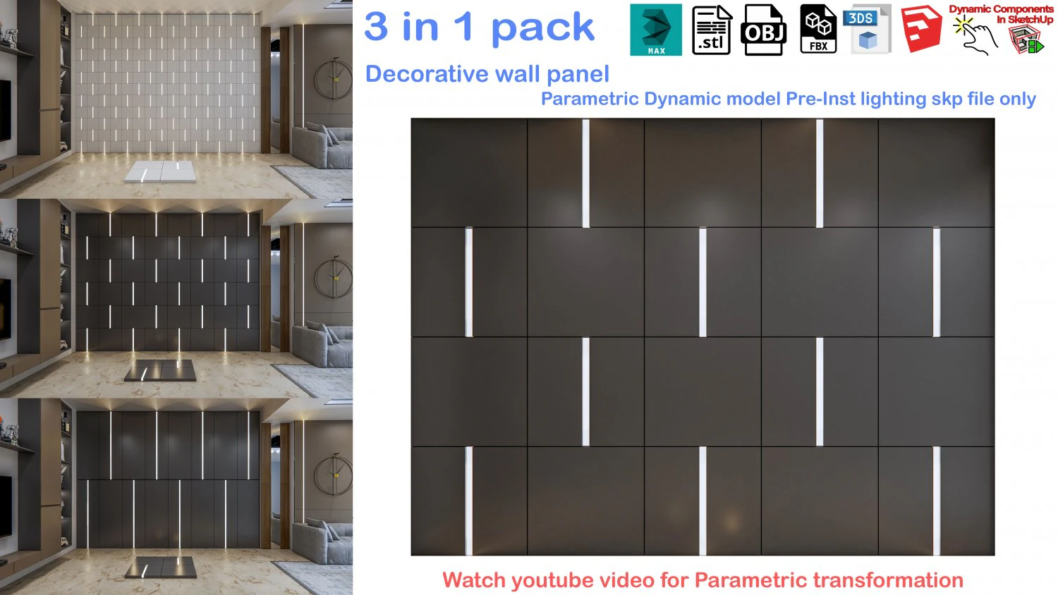 Decorative Wall Panel 3D wall panel 3d panel 3D Model .c4d .max .obj .3ds .fbx .stl .blend 