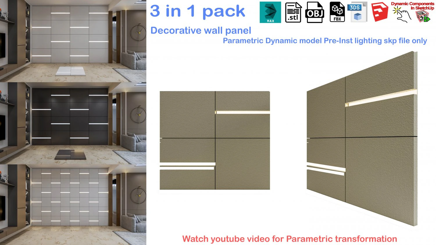 Decoratief wandpaneel 3D wandpaneel 3d paneel 3D Model .c4d .max .obj .3ds .fbx .stl .blend 