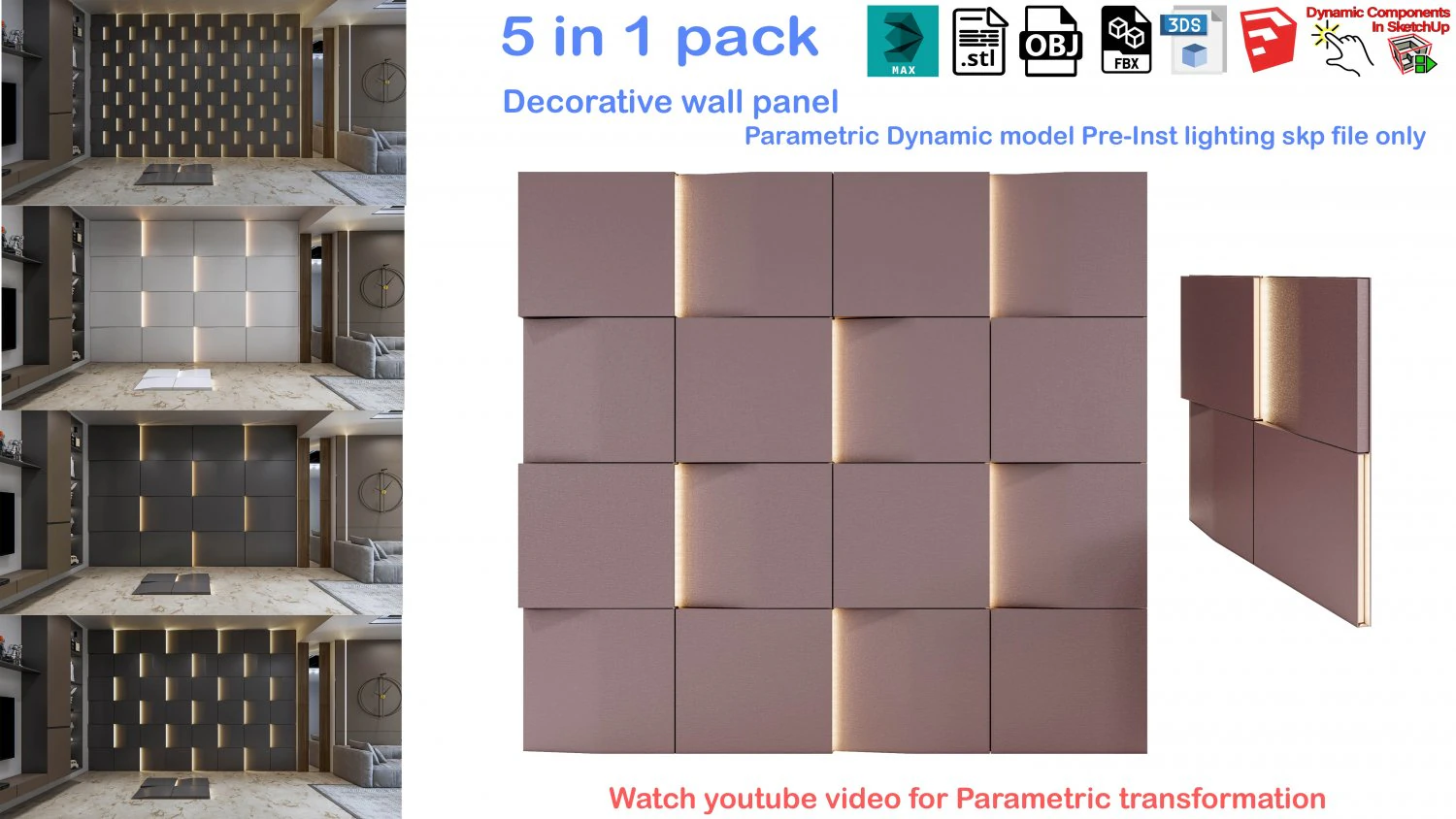 Pannello murale decorativo Pannello murale 3D Pannello 3D Modello 3D .c4d .max .obj .3ds .fbx .stl .blend 