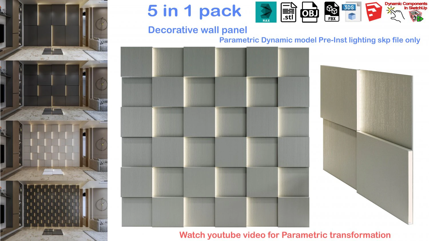 Pannello murale decorativo Pannello murale 3D Pannello 3D Modello 3D .c4d .max .obj .3ds .fbx .stl .blend 