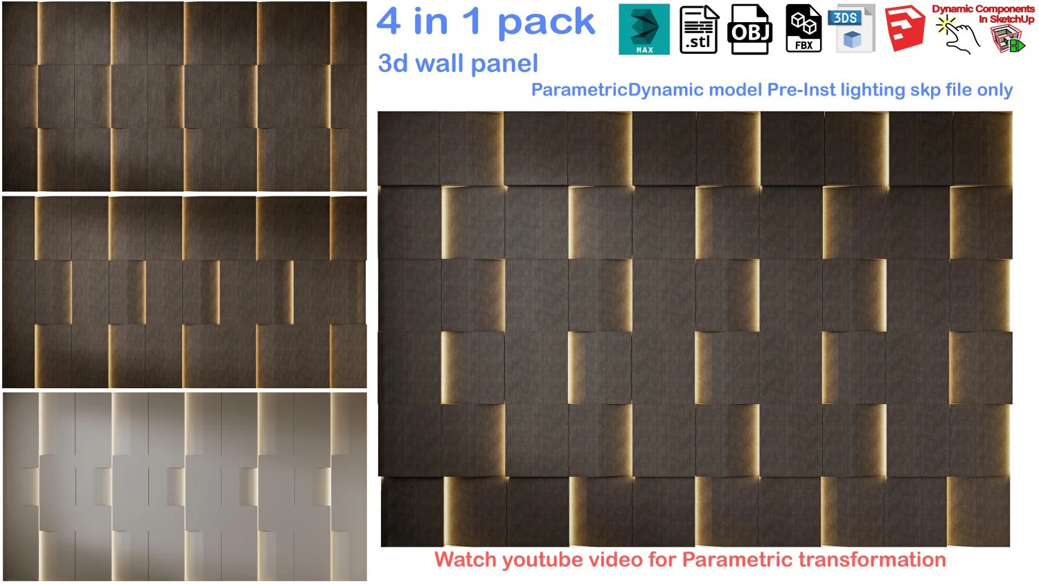 Pannello murale decorativo Pannello murale 3D Pannello 3D Modello 3D .c4d .max .obj .3ds .fbx .stl .blend 