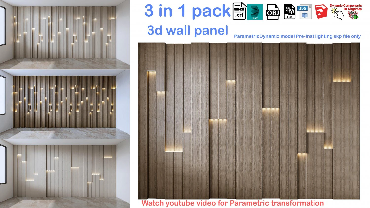 Painel de parede decorativo Painel de parede 3D Painel 3D Modelo 3D .c4d .max .obj .3ds .fbx .stl .blend 