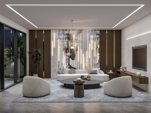 Living room interior exterior scene 3D Модель