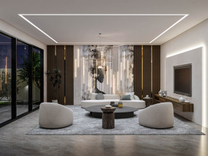 Living room interior exterior scene 3D Модель