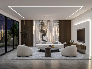 Living room interior exterior scene 3D Model