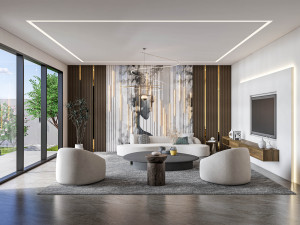 Living room interior exterior scene 3D Модель