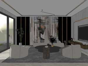 Living room interior exterior scene 3D Модель