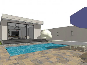 Living room interior exterior scene 3D Model