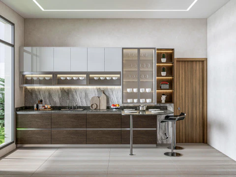 Cucina completamente parametrica, scena completa completamente ridimensionabile 003 Modello 3D