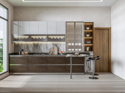 Cucina completamente parametrica, scena completa completamente ridimensionabile 003 Modello 3D