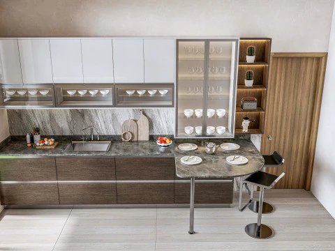 Cucina completamente parametrica, scena completa completamente ridimensionabile 003 Modello 3D