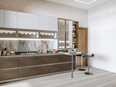 Cucina completamente parametrica, scena completa completamente ridimensionabile 003 Modello 3D