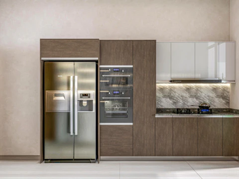 Cucina completamente parametrica, scena completa completamente ridimensionabile 003 Modello 3D