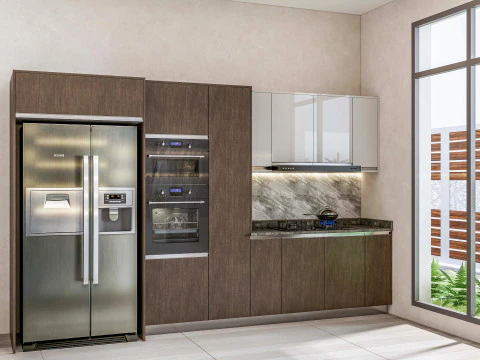 Cucina completamente parametrica, scena completa completamente ridimensionabile 003 Modello 3D