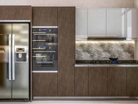 Cucina completamente parametrica, scena completa completamente ridimensionabile 003 Modello 3D