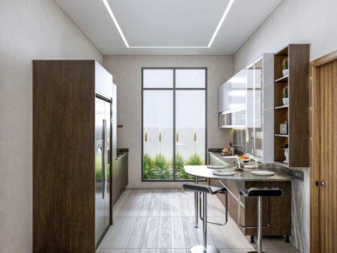 Cucina completamente parametrica, scena completa completamente ridimensionabile 003 Modello 3D