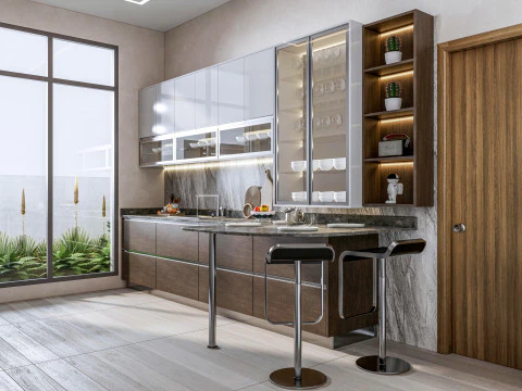 Cucina completamente parametrica, scena completa completamente ridimensionabile 003 Modello 3D