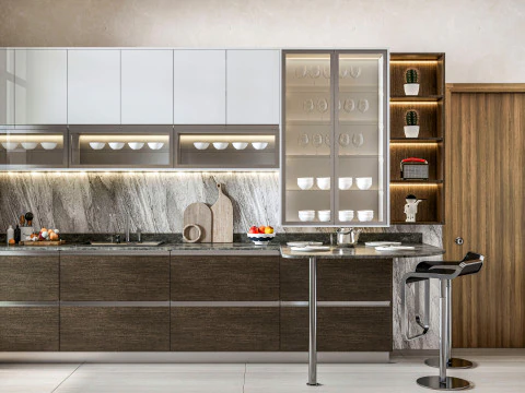 Cucina completamente parametrica, scena completa completamente ridimensionabile 003 Modello 3D