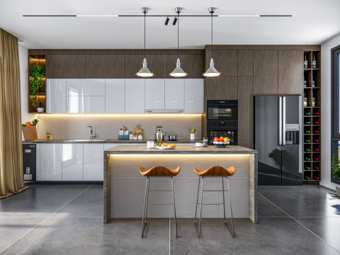 Kitchen fully parametric fully resizable full scene 005 3Dモデル