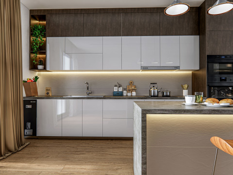Kitchen fully parametric fully resizable full scene 005 3D Модель