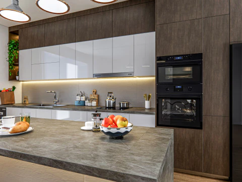 Cucina completamente parametrica, completamente ridimensionabile, scena completa 005 Modello 3D