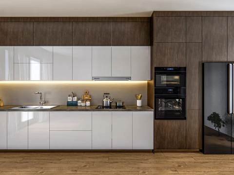 Cucina completamente parametrica, completamente ridimensionabile, scena completa 005 Modello 3D