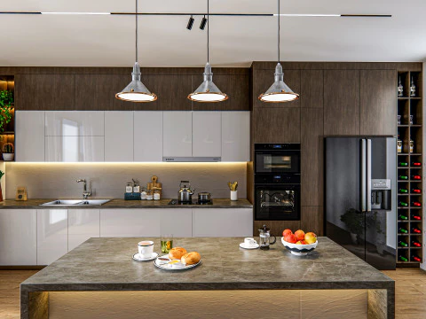 Cucina completamente parametrica, completamente ridimensionabile, scena completa 005 Modello 3D