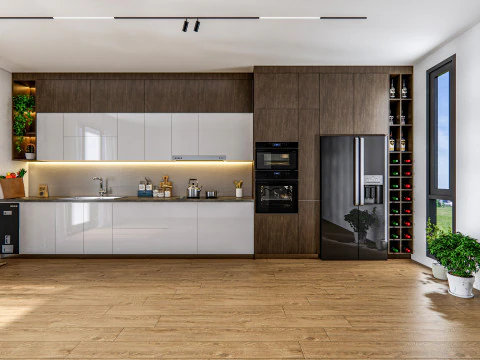 Cucina completamente parametrica, completamente ridimensionabile, scena completa 005 Modello 3D