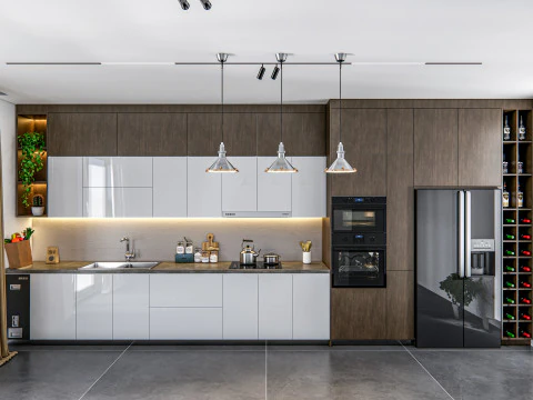 Cucina completamente parametrica, completamente ridimensionabile, scena completa 005 Modello 3D