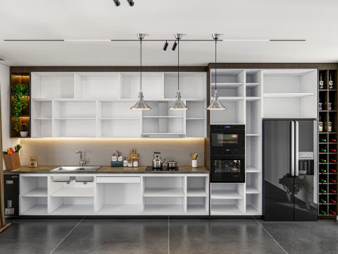 Cucina completamente parametrica, completamente ridimensionabile, scena completa 005 Modello 3D