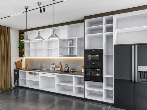 Cucina completamente parametrica, completamente ridimensionabile, scena completa 005 Modello 3D