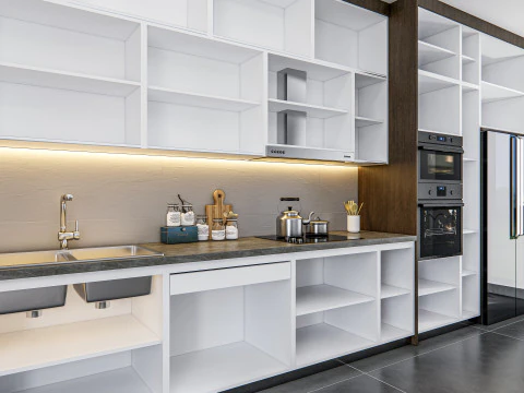 Cucina completamente parametrica, completamente ridimensionabile, scena completa 005 Modello 3D