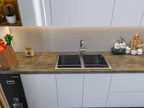 Cucina completamente parametrica, completamente ridimensionabile, scena completa 005 Modello 3D