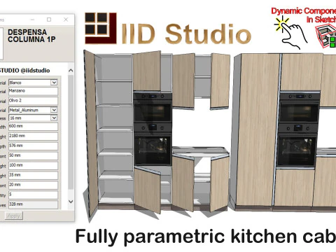 Cucina completamente parametrica, completamente ridimensionabile, scena completa 005 Modello 3D